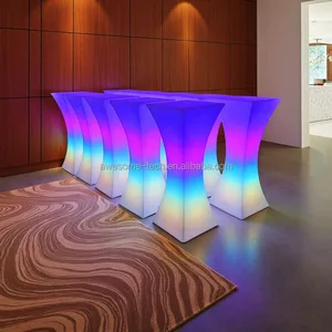 Manufacture Factory Supply Outdoor White Plastic Lighted up Led Bar Table for Garden Patio Balcony
