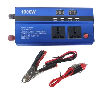 1000W Modified Sine Wave Power Inverter & Converter With LED Display, 4 USB Ports, and Dc to AC Independent Control Switch