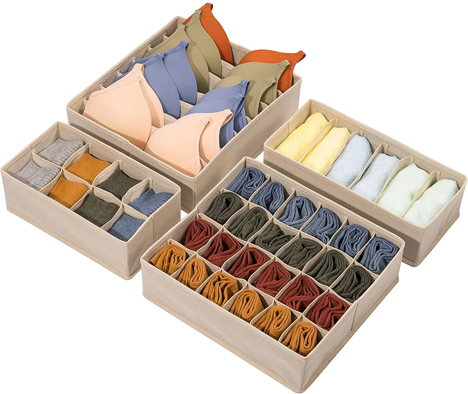 New drawer type divided underwear storage four-piece set of multi-cell saving organizer factory wholesale details