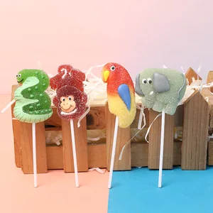 Custom Children's Day Fruit Flavored Lollipop Individual Packaging with Cartoon Animal Pattern Mango Fruity Gummy Candy Snack