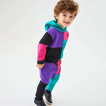 Boys clothing vendor color block fashion sets kid garments private label kids clothes