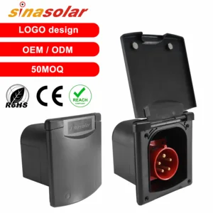 CE Certification Waterproof ABS UV Resistance 16A 5 Pin CEE Panel Mounted Socket with Magnet Back Cover for Caravan Power Charge