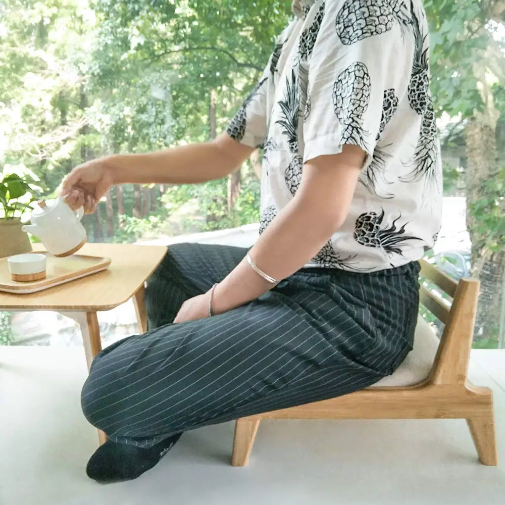 
 Домашняя мебель, деревянное кресло для медитации с подушкой, кресло-татами, напольное кресло со спинкой  