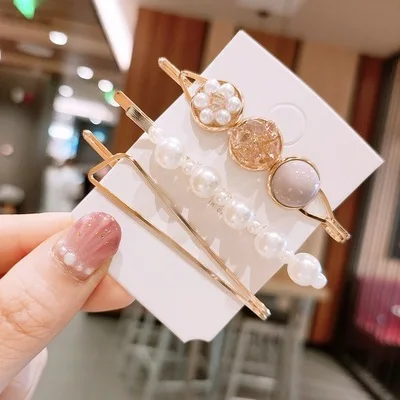 Spring Summer Latest Design Cute Girls Hair Accessories Gold Pearl Hair Clip Butterfly