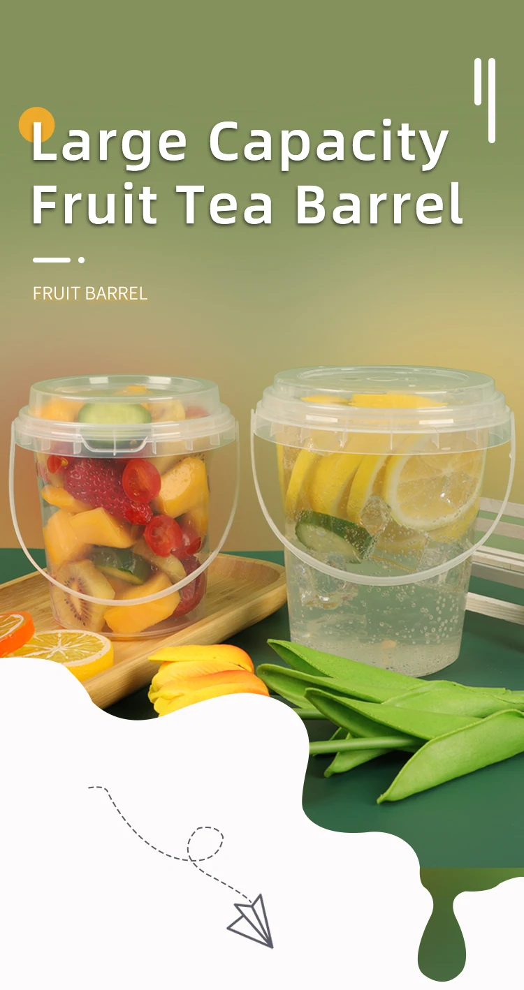 32 Oz Plastic Drink Buckets Wholesale Disposable Fruits Container Clear