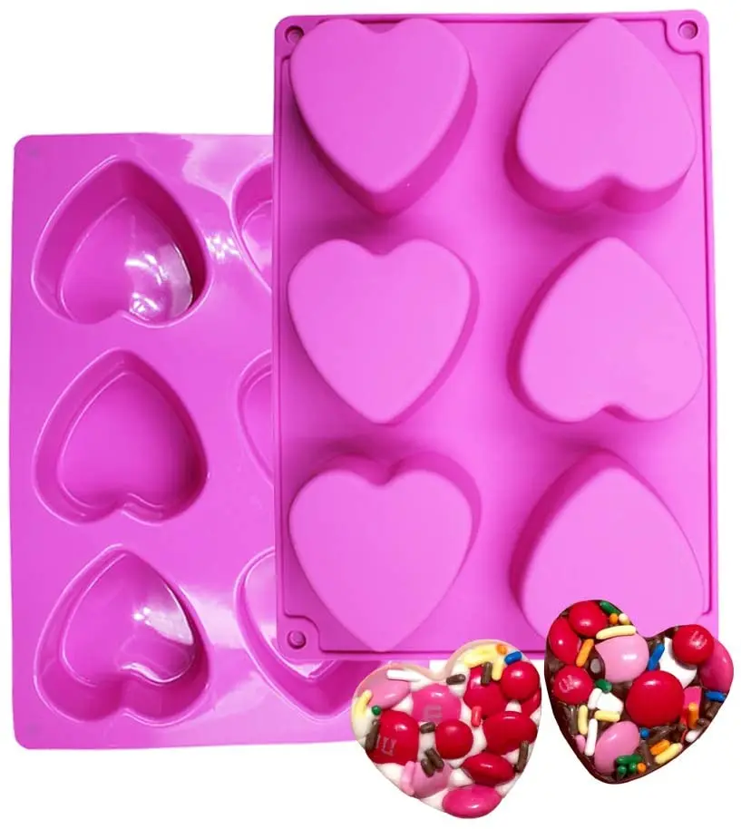 NA2 6-Hole 3D Love Heart Diamond Shape Mold Silicone for Chocolate Melt Pudding Cakes DIY Valentine Tools 