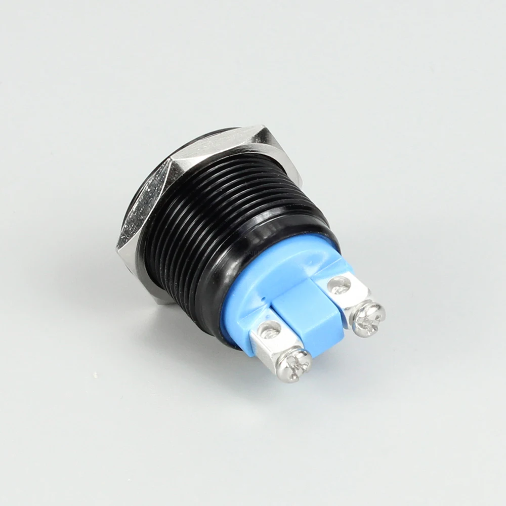 19MM Metal Push Button Switch ON-OFF Flat Button Push Switch 2Pin Momentary Push Button Switches with Screw Terminal