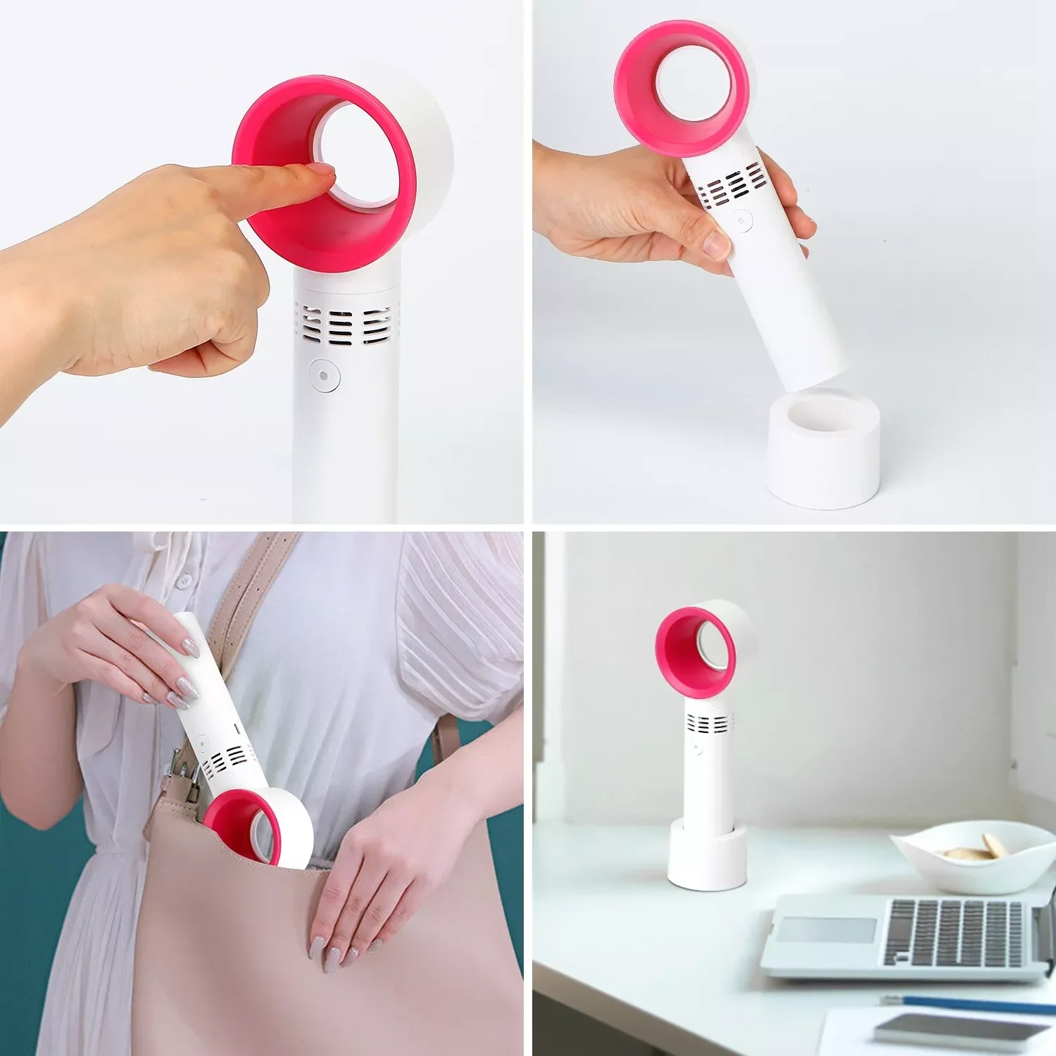 Mini Personal Safety USB Rechargeable Fast Air Cooling Bladeless Portable Electric Hand Held Handheld Fan for Home Outdoor Kid
