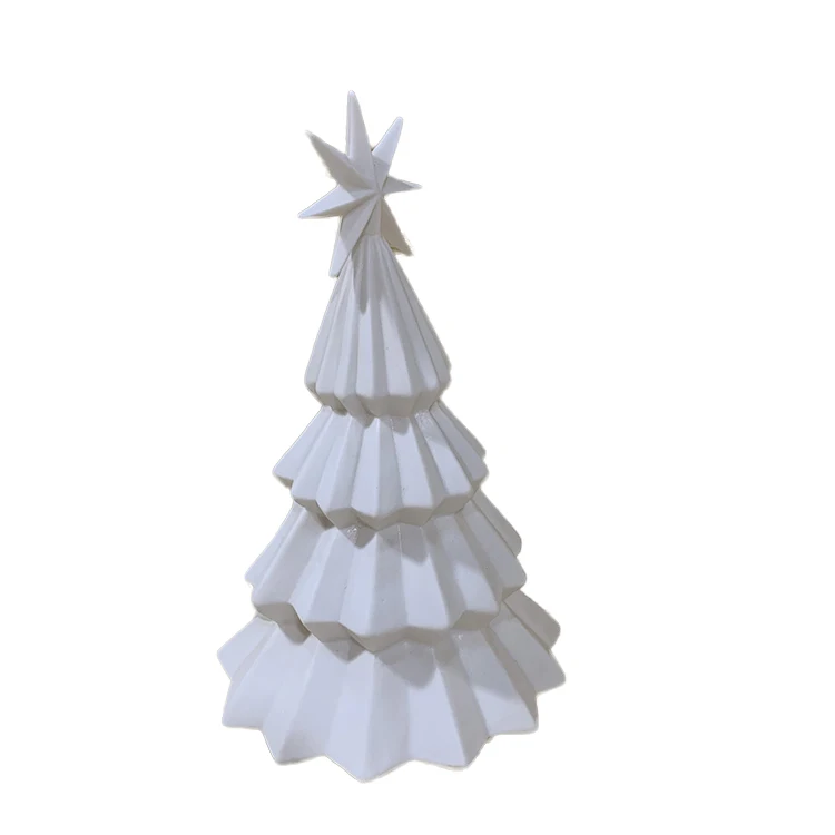 Белая светодиодная керамическая фигурка рождественской елки святой семьи