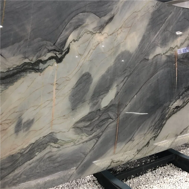 Dalles de marbre blanc « Montagne enneigée » pour décoration intérieure, avec veines grises, marbre blanc de luxe pour la conception intérieure