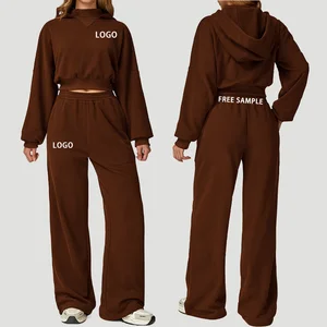 Women's Casual Running Sportswear Hoodie Sets Autumn Winter Outdoor Jogger Sweatshirt Set Terry Fabric