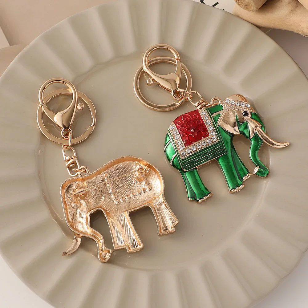 WEVENI Jungle Elephant Keychain - Alloy Enamel Bag Charm For Women, Black, 34mm X 48mm, Lobster Clasp - View #2