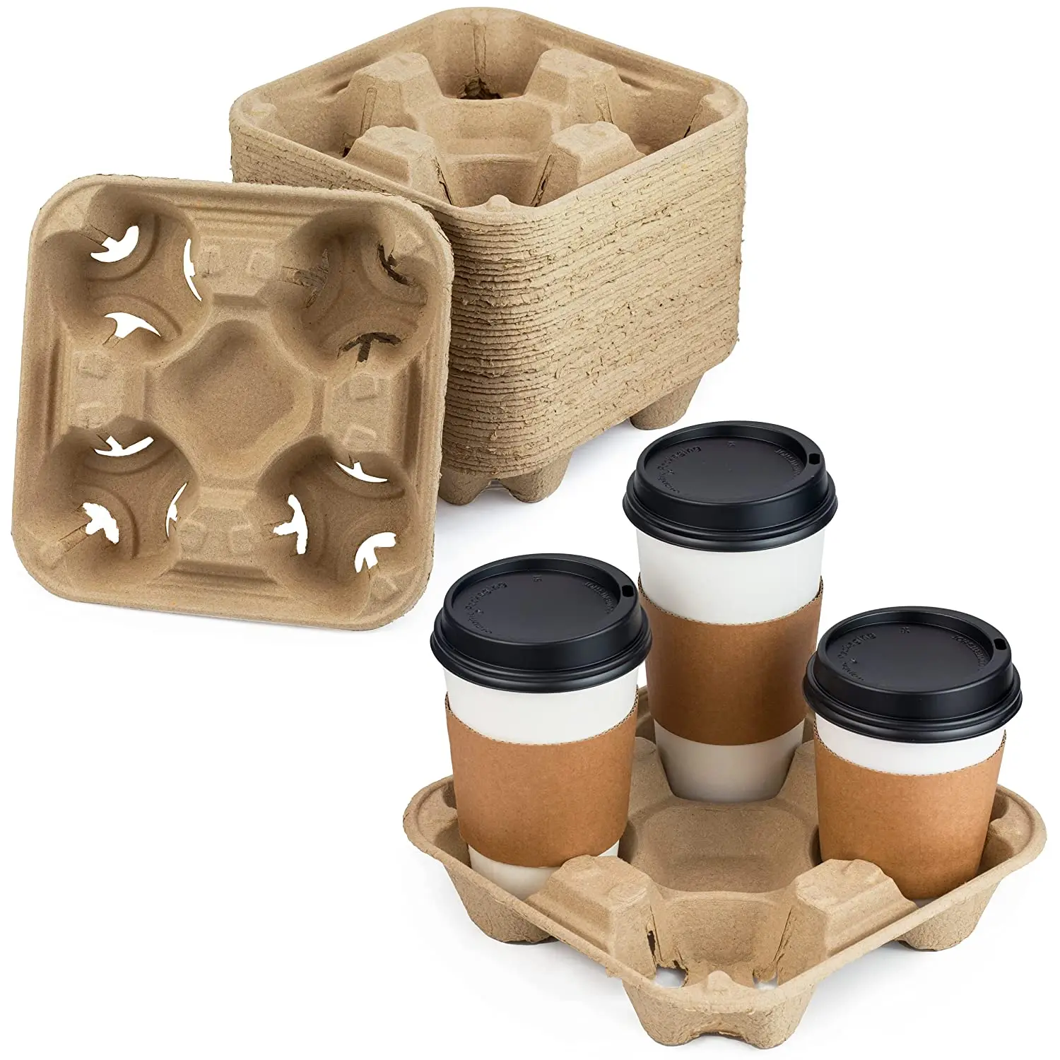 Source Corrugated Cardboard Box Coffee Drink 2 4 Cup Holder Tray Cup  Carrier Holders Paper Cups on m.