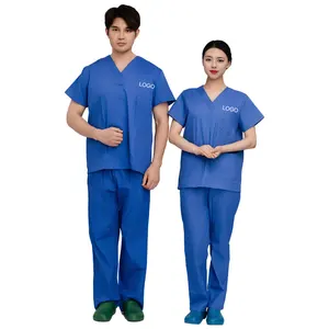 Wholesale Custom Short Sleeve V-Neck Medical Scrub Sets Hospital Uniforms Workwear Doctor Nurse Scrubs Suits