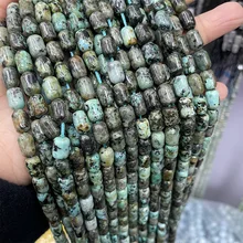 6x9mm Barrel Beads Natural Stone African Turquoise Gemstone Oval Rice Barrel Drum Beads Jade Barrel Beads for Jewelry Making