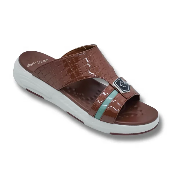 2025 New Soft Sole Custom Leisure Shinning Material Men's Sandals High Quality Non-slip Comfortable Men's Slippers