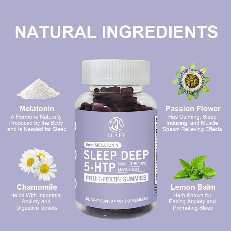Natural Fruit Pectin Melatonin Gummies Sleepaid Supplement 5 Htp Gummy