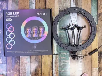 CPYP 14 Inch MJ36 RGB Circle Photography Lighting Led RGB Ring Light with Phone Tripod Stand for Selfile Live detail image