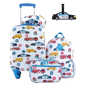 Backpack Neck Pillow Lunch Bag and Luggage Traffic Rolling Suitcase Set
