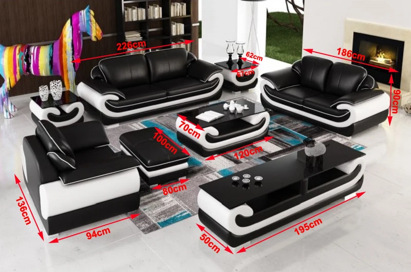 Italian Style Sofa Set Living Room Leather Fabric Sofa Set Furniture