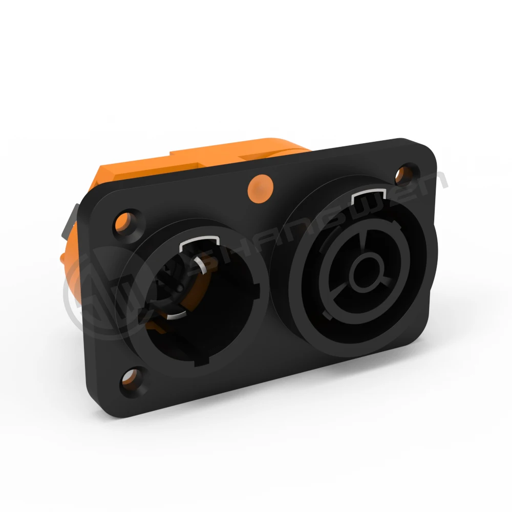 IP65 Outdoor Triple Core 2-in-1 Electrical Connection Lockable PowerCON TRUE1 Chassis Connector with Male Female Pins