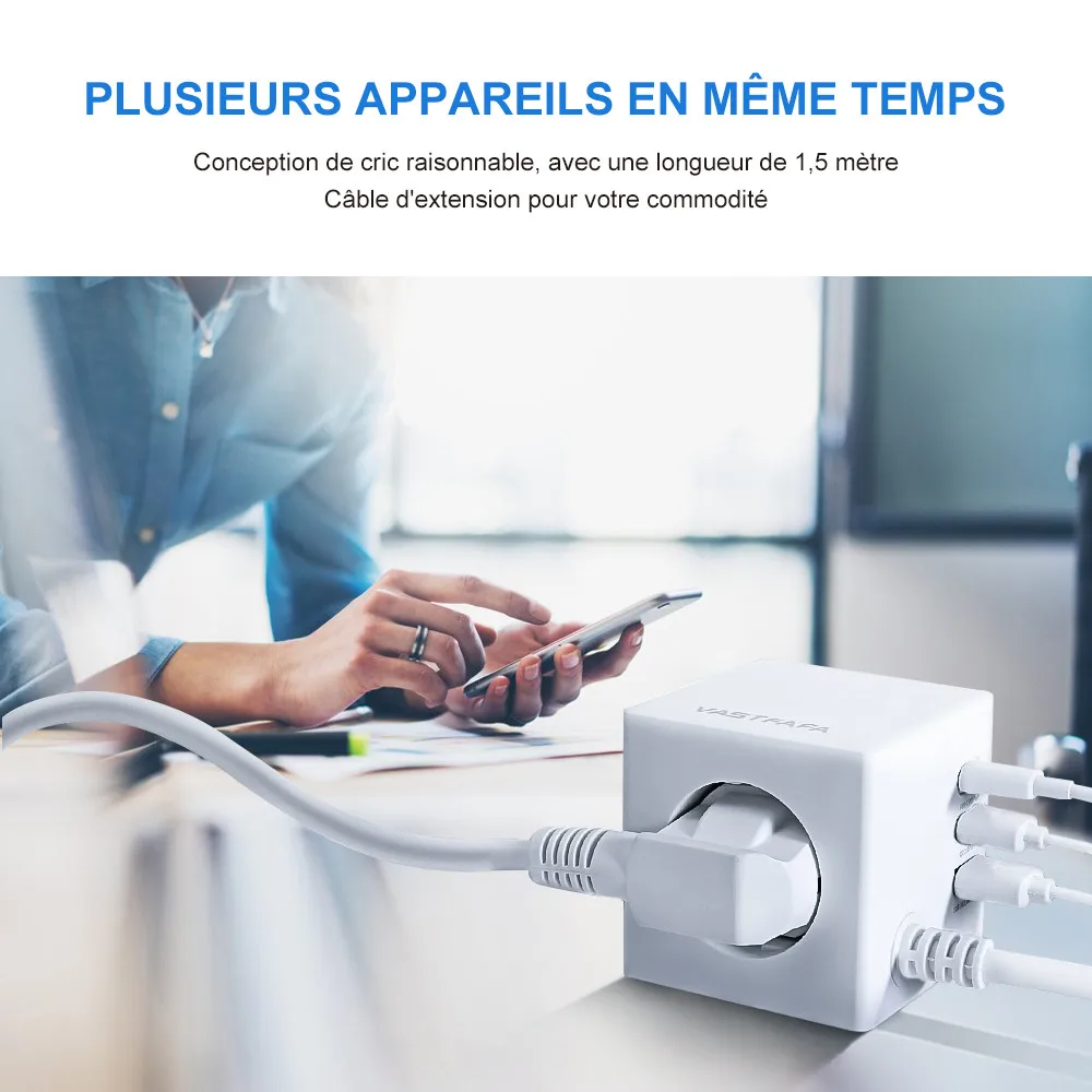 3 USB-порта 1 Европейская розетка