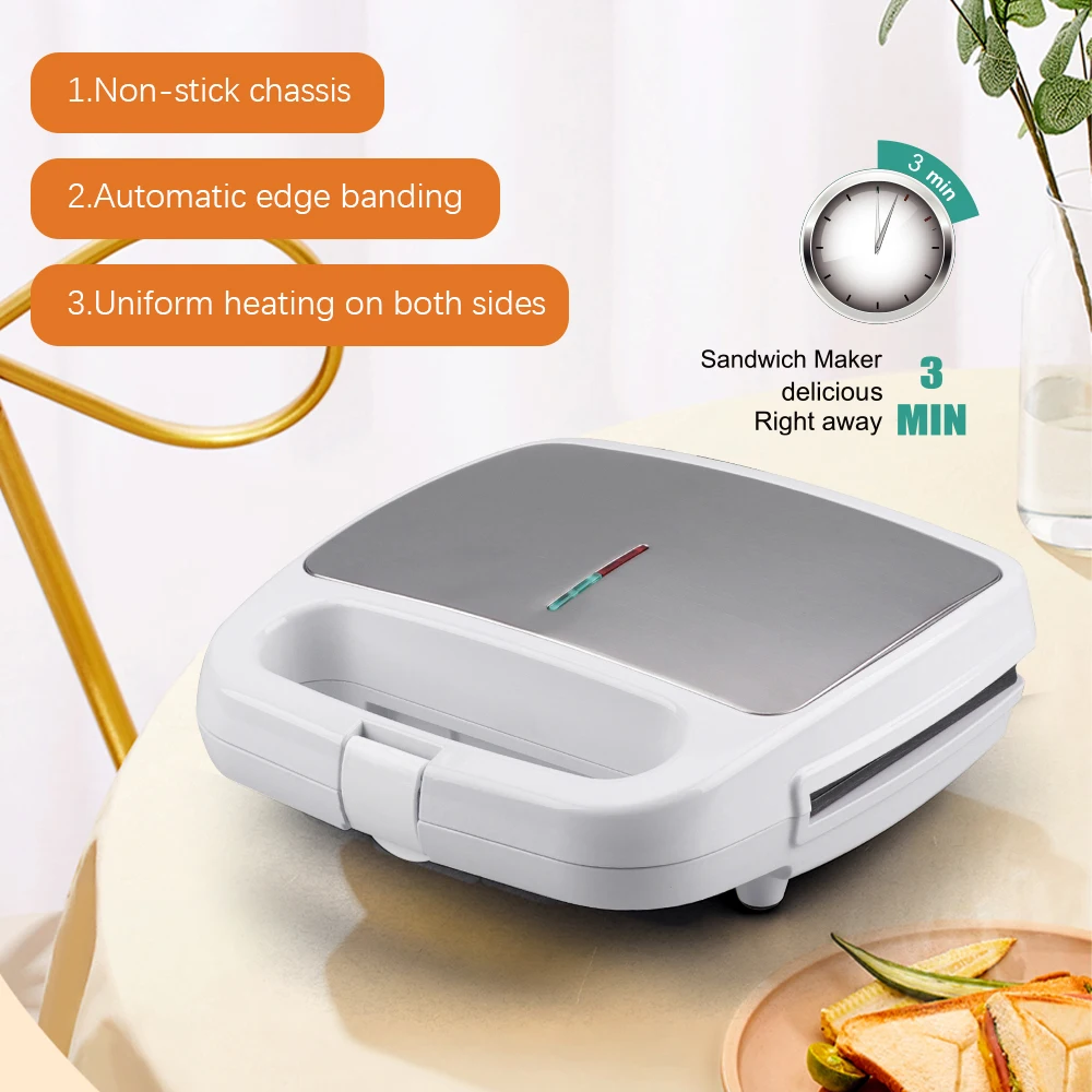 Stainless Steel Home Sandwich Maker Machine Toaster with Removable  Non-Stick Plate Electric Grill