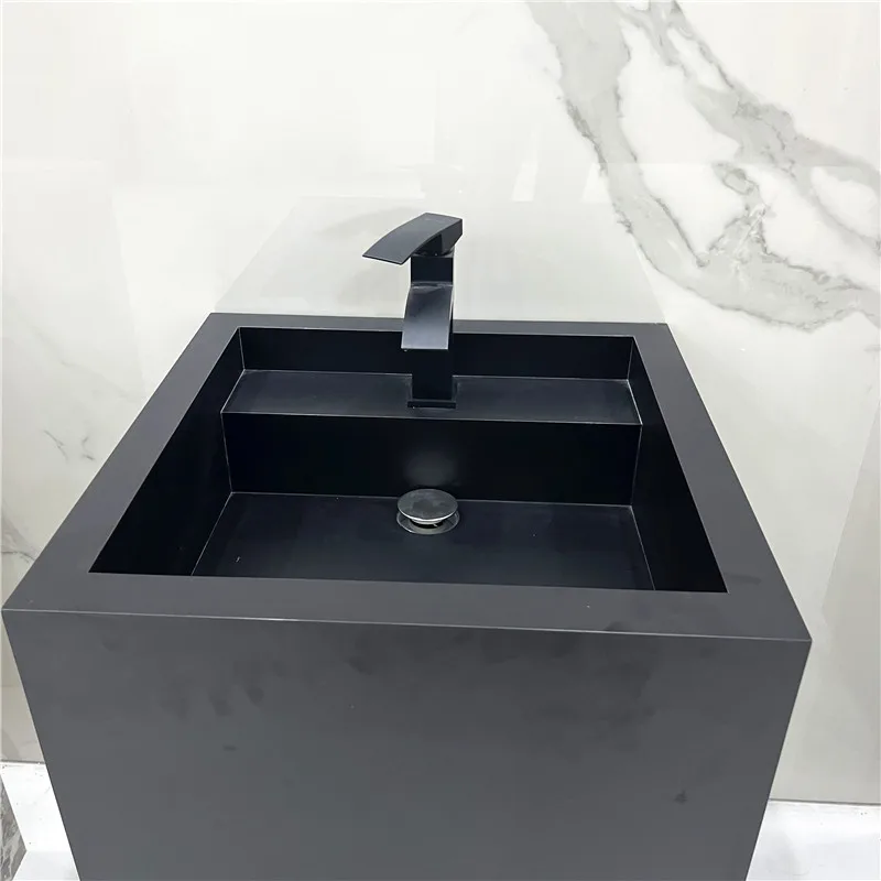 Wholesale Modern Black Sintered Stone Sink for Hotel Decor New Design Bathroom Sintered Stone Freestanding Wash Hand Basin
