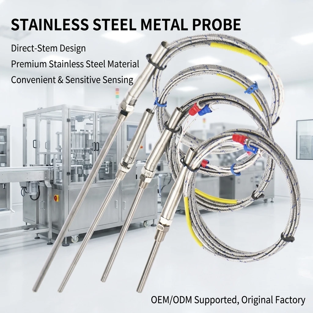 Suosite Probe Type Thermocouple Threaded Stainless Steel Temperature Probe OEM/ODM Industrial K/E/PT100 Temperature Sensor