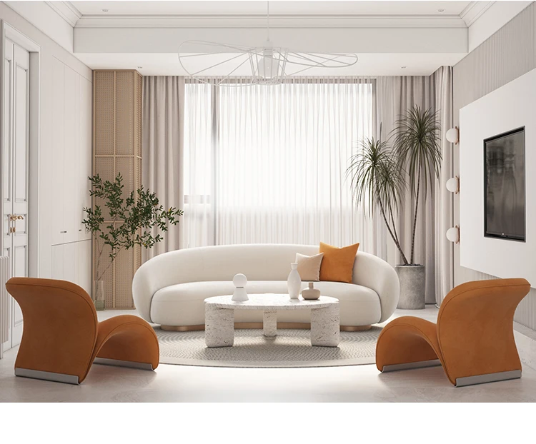 Nordic Luxury Single Sofa Small Apartment Design Creative Living Room Balcony Casual Sherpa Fabric Sofa Chair