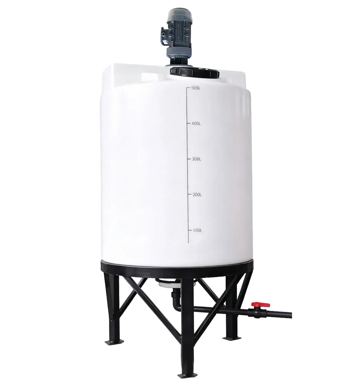 Wholesale LLDPE Vertical Chemical Water Mixing Tank 55 Gallon (200L) Cone Bottom with Agitator 10+ Year Service Life