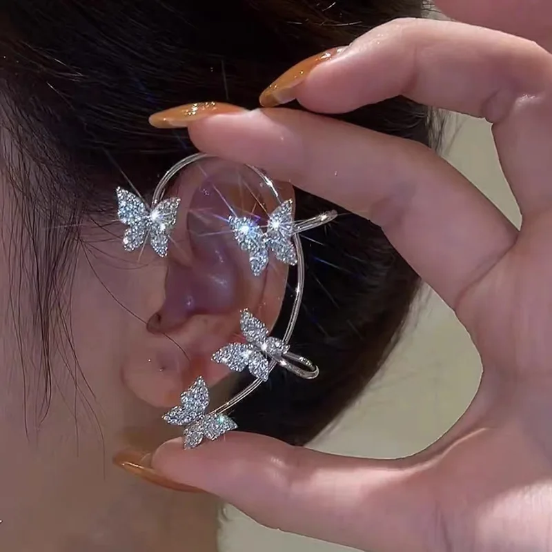 Gaby hot sale none piercing earring cuff butterfly cuff earrings CZ charm ear cuff earring faux Industrial barbell Jewelry