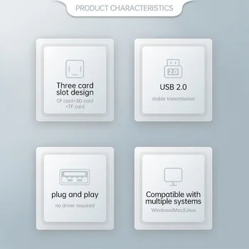 FB-680s Card Reader Sd Truck-loaded Mobile Phone TF Card Slot Camera Computer Android Universal USB2.0 High-speed Large Car detail image