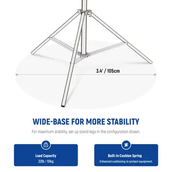 NEEWER 9.2ft/2.8m Stainless Steel Light Stand Heavy Duty Photography Tripod Stand with 1/4 to 3/8 Universal Screw Adapte detail image