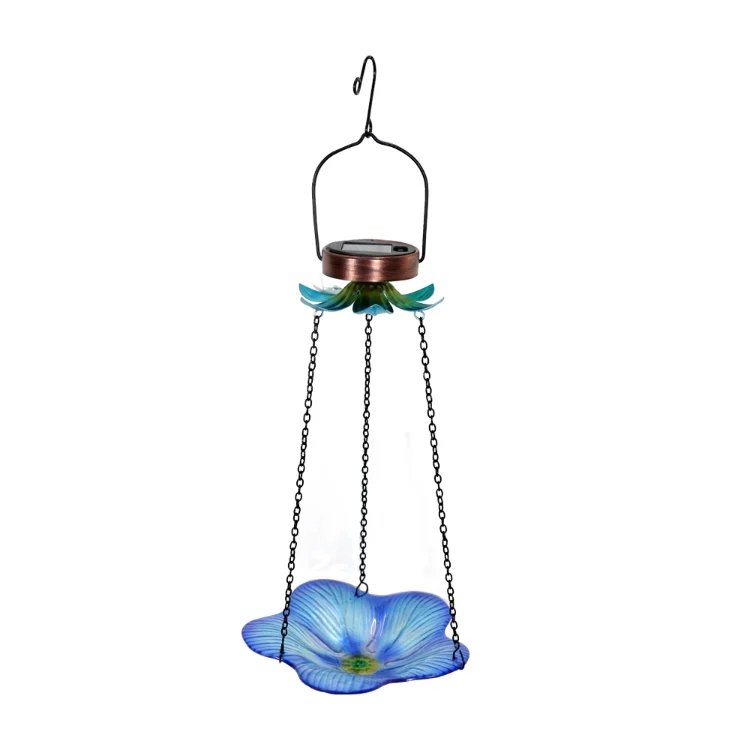 Waterproof Wild Metal Solar Light  Glass Flower Bird Feeder