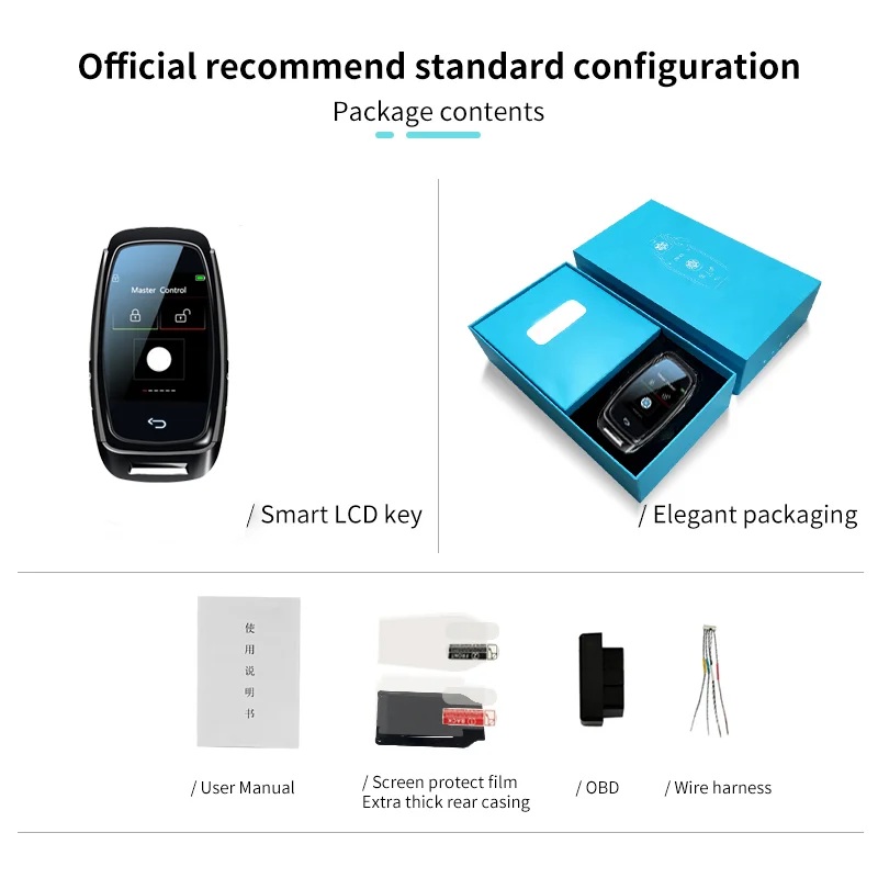 Smart LCD Car Key Upgrade Keyless USB Chargeable Large Battery Universal English Remote Key Fob