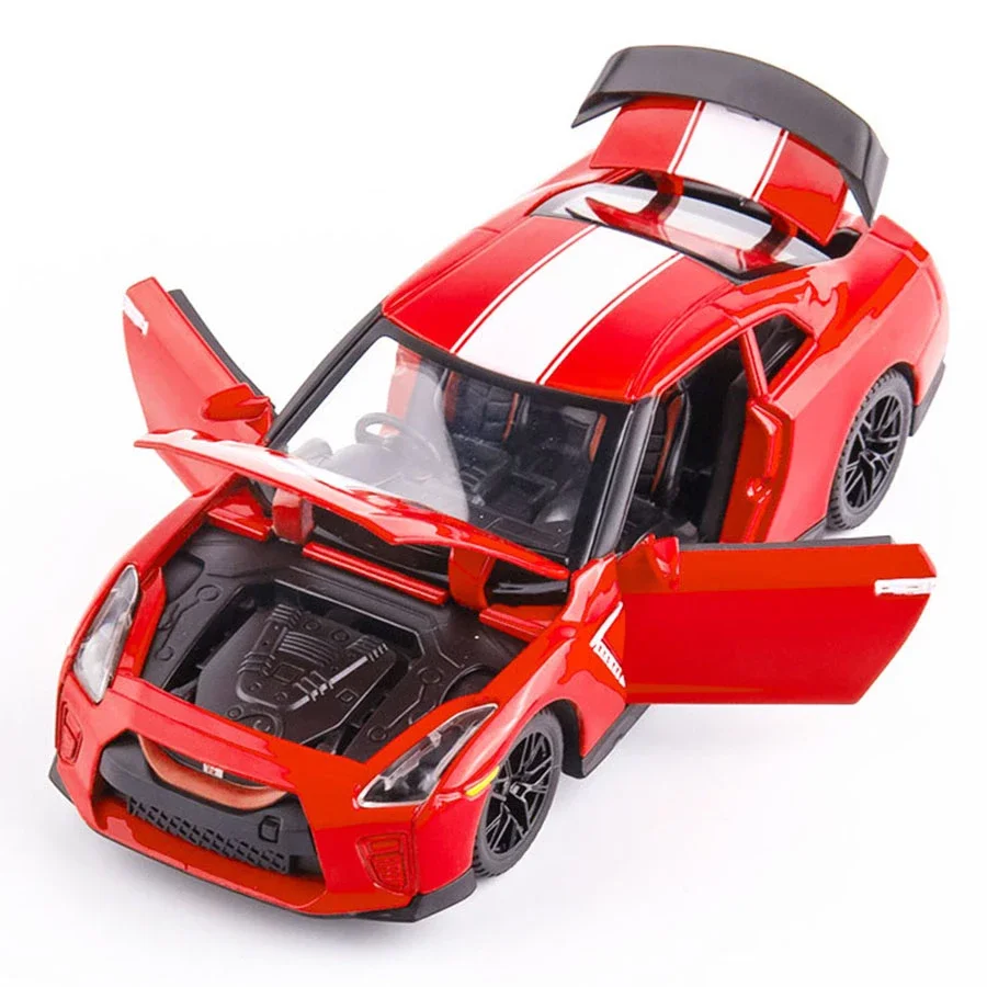 Hot GTR 1:32 Diecast Car Toys Model Full Door Open Electronic Metal Pull Back Cars Toy Vehicles for Kids