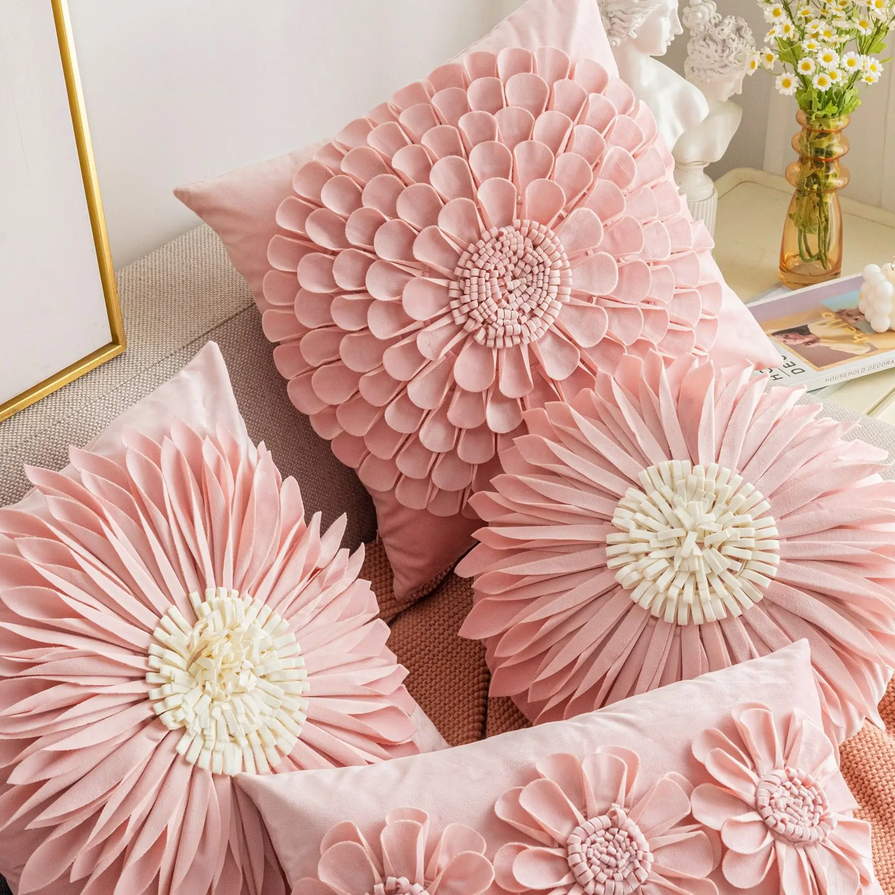 Light luxury Pink pillow case Home decor Headboard pillow Throw pillow