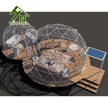 Combined Outdoor Glamping Dome Geodesic Family Camping Prefab House Luxury Tent For Camp Living