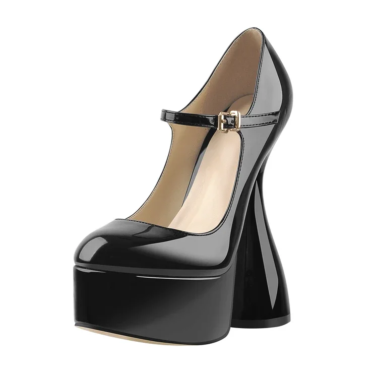 Black color buckle up  mary jane shoes for girl with small leather material women heels pumps Private logo add on shoes are welc
