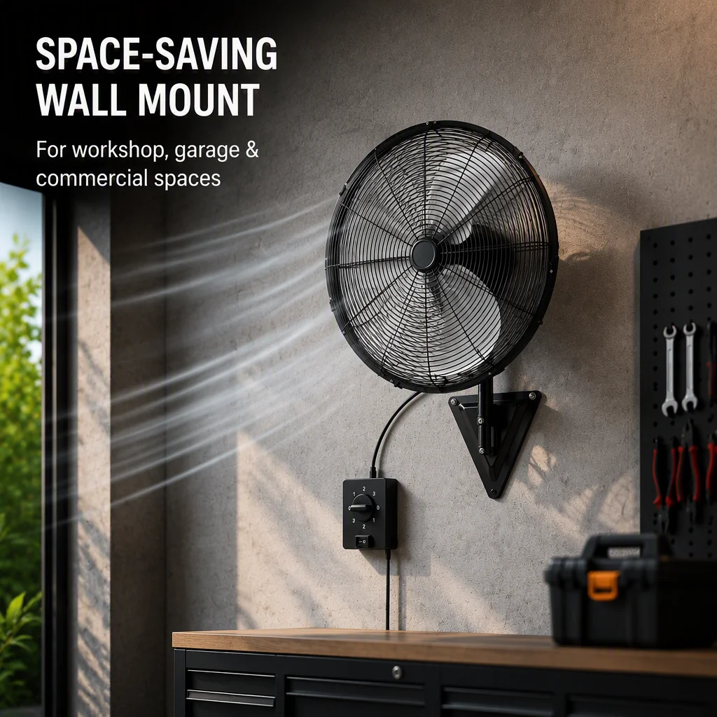 Oscillating Wall Mount Fan, Electric, Metal - detail 4