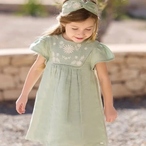 Lovely Vintage Girls' Dresses for Spring Summer Autumn Maxi Style Short Denim Cotton Pattern-Decorated for Infants Parties