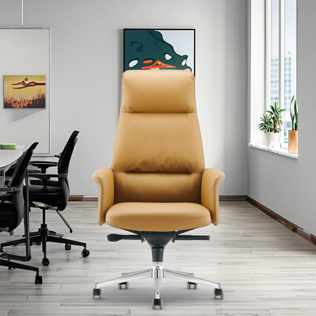 Deluxe Executive Swivel Chair Removable Back Cushion Telescopic Height Adjustment Corporate Decor 4