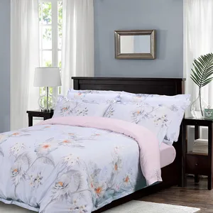 Bedsheet Set 100% Cotton Luxury Customized Print Duvet Cover Set Floral Queen Size Sheets Bedding Set