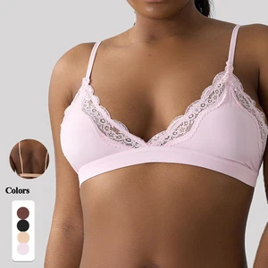 New Arrival Ladies Triangle Full Cup Solid Bra Sexy Lace Lingerie Soft Adjustable Push-Up Casual Summer Bra Women Wholesale