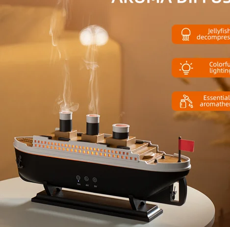 250Ml Remote Control Ultrasonic Air Humidifiers 7colorful Night Light  Smoke Ring Spray Humidifier Aromatherapy Diffuser Machine