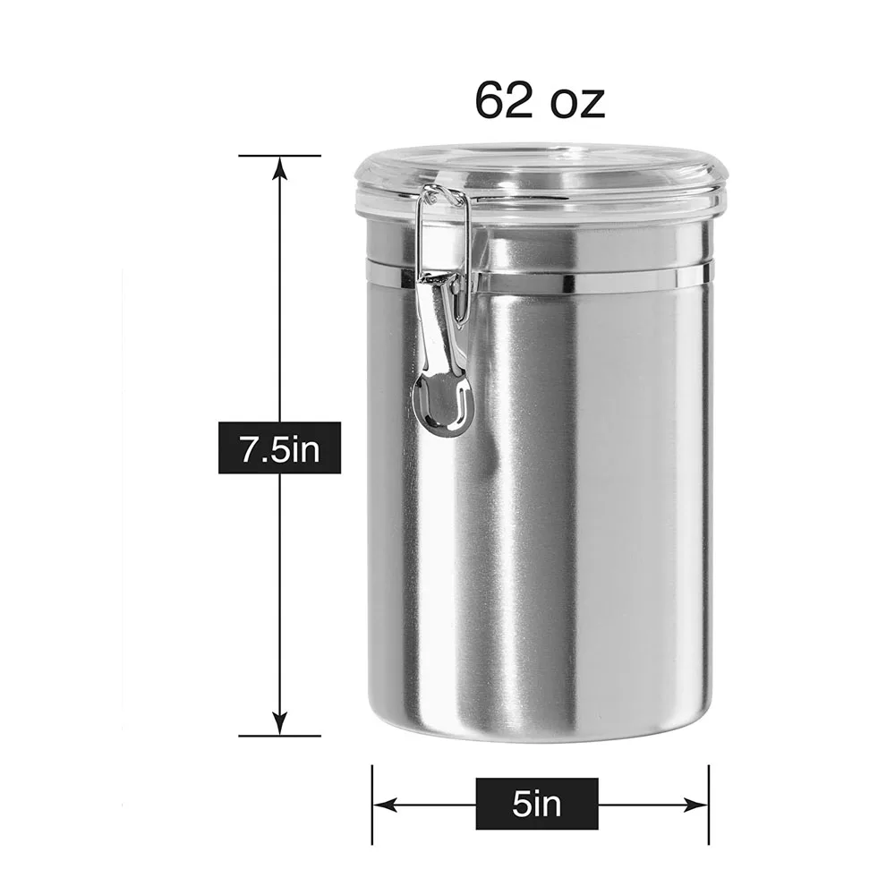 4 Piece Airtight Stainless Steel Canister Sets 62oz Food Storage Container For Kitchen Counter 5702