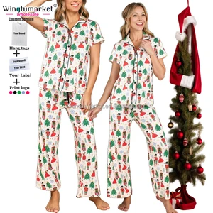 Wholesale Comfy Female Loungewear 2 Piece Holiday Pajama Flannel Custom Christmas Cute Woman Pajamas Sleepwear Sets for Women