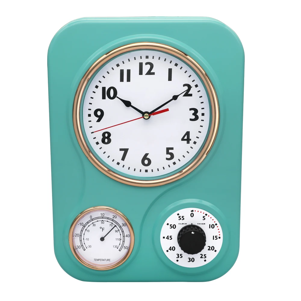 Traditional Vintage Retro Plastic Kitchen Clock With Timer For Sale