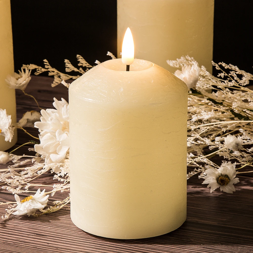 Лидер продаж от Matti объемная гофрированная стойка с настоящим пламенем украшение для дома Светодиодная свеча дистанционным